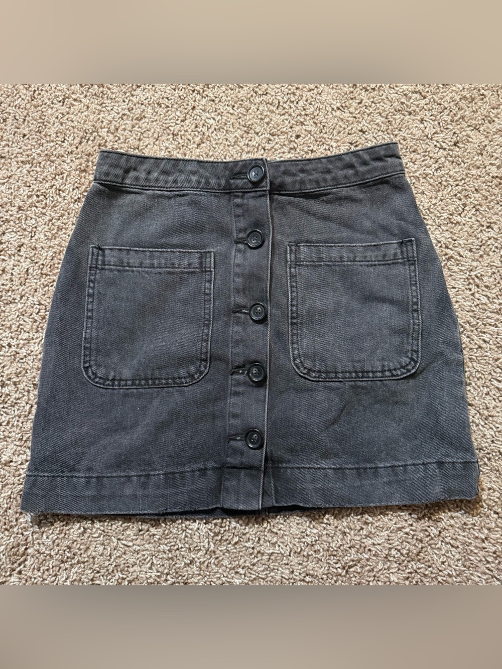 Free People Washed Black Denim High Waisted Mini Skirt Size XS/25